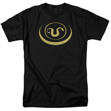 Black men's regular fit t-shirt with Stargate Goauld Apothis Symbol graphic