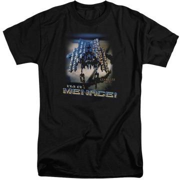 Black men's tall fit t-shirt with Stargate Menace graphic