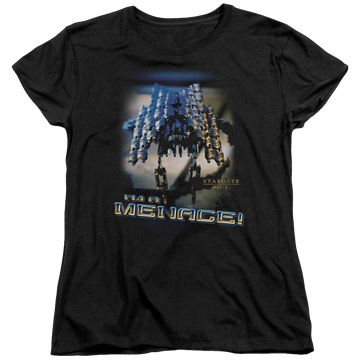 Black women's t-shirt with Stargate Menace graphic