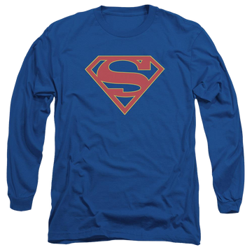 Royal men's long sleeve t-shirt with Superman Supergirl Logo graphic