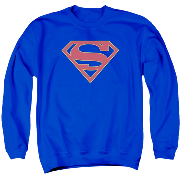 Royal men's crewneck sweatshirt with Superman Supergirl Logo graphic