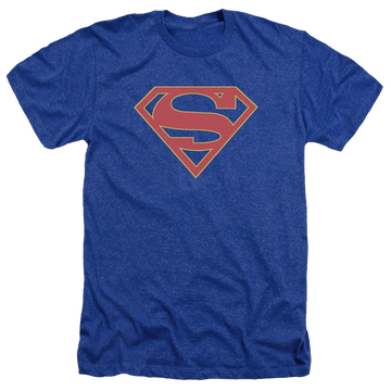 Royal men's heather t-shirt with Superman Supergirl Logo graphic
