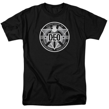 Black men's regular fit t-shirt with Superman Supergirl Deo graphic