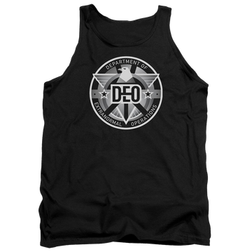 Black men's tank with Superman Supergirl Deo graphic