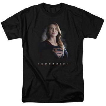 Black men's regular fit t-shirt with Superman Supergirl Stand Tall graphic