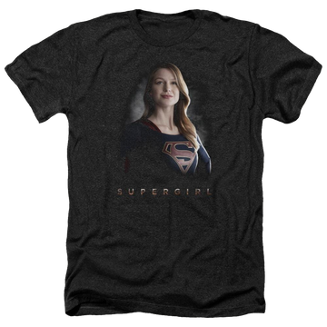 Charcoal men's heather t-shirt with Superman Supergirl Stand Tall graphic