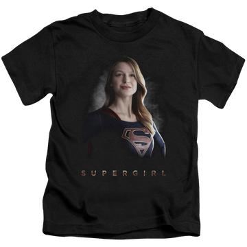 Black kid's t-shirt for ages 4 to 7 with Superman Supergirl (TV Series) Stand Tall graphic