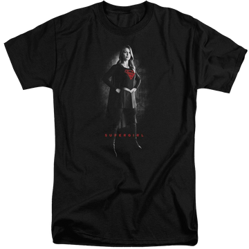 Black men's tall fit t-shirt with Superman Supergirl Noir graphic