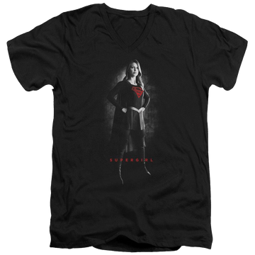 Black men's v-neck t-shirt with Superman Supergirl Noir graphic