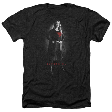 Charcoal men's heather t-shirt with Superman Supergirl Noir graphic