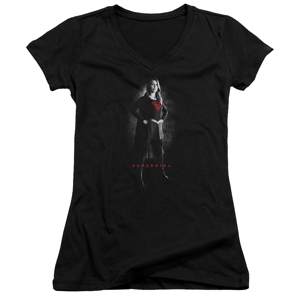 Supergirl Supergirl Noir Juniors V-Neck T-Shirt Juniors V-Neck T-Shirt Superman