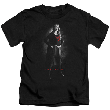 Black kid's t-shirt for ages 4 to 7 with Superman Supergirl (TV Series) Supergirl Noir graphic