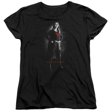 Black women's t-shirt with Superman Supergirl Noir graphic