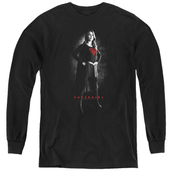 Black youth long sleeve t-shirt with Superman Supergirl (Tv Series) Supergirl Noir graphic