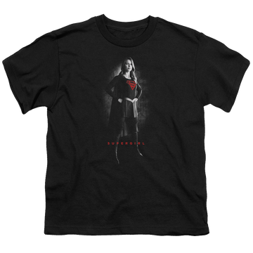 Black youth t-shirt for ages 8 to 12 with Superman Supergirl (TV Series) Supergirl Noir graphic