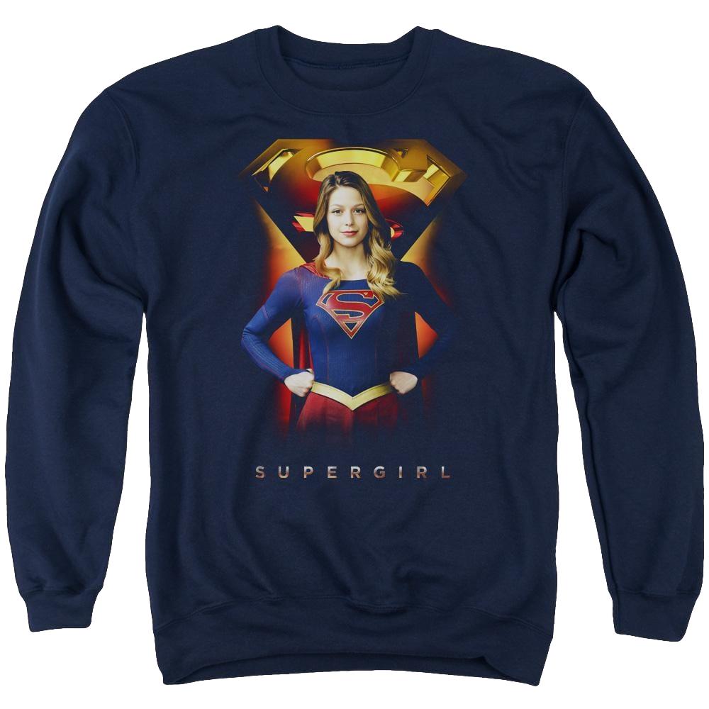 Supergirl Standing Symbol Men's Crewneck Sweatshirt Men's Crewneck Sweatshirt Superman