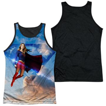 Superman Supergirl Up In The Sky men's black back tank