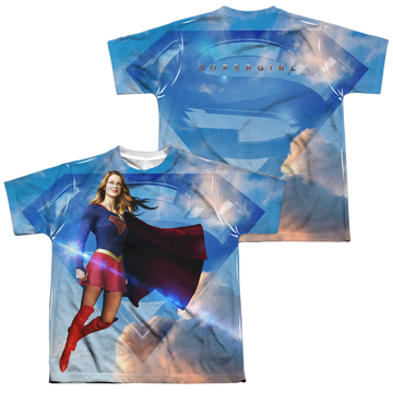 Superman Supergirl (TV) Up In The Sky (F/B) youth all-over print t-shirt for ages 8 to 12