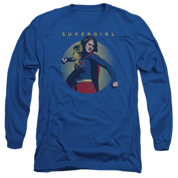 Royal men's long sleeve t-shirt with Superman Supergirl Classic Hero graphic
