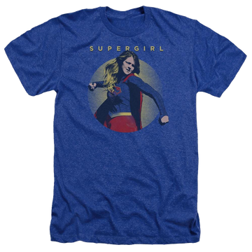 Royal men's heather t-shirt with Superman Supergirl Classic Hero graphic