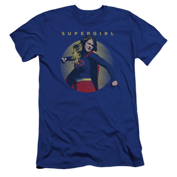 Royal men's premium slim fit t-shirt with Superman Supergirl Classic Hero graphic