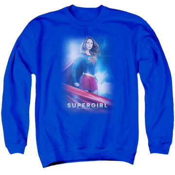 Royal men's crewneck sweatshirt with Superman Supergirl Kara Zor El graphic