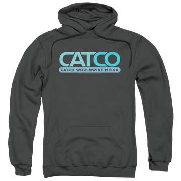 Charcoal pullover hoodie with Superman Supergirl Catco Logo graphic