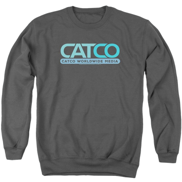 Charcoal men's crewneck sweatshirt with Superman Supergirl Catco Logo graphic