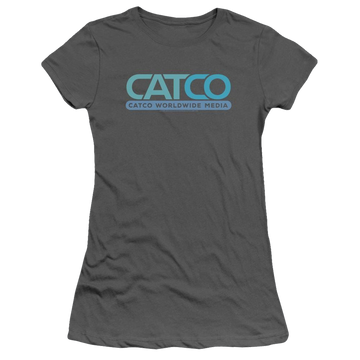 Charcoal juniors t-shirt with Superman Supergirl Catco Logo graphic