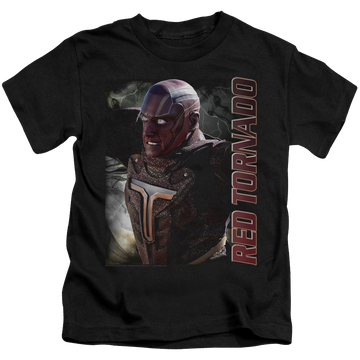 Black kid's t-shirt for ages 4 to 7 with Superman Supergirl (TV Series) Red Tornado graphic