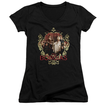 Borgias Family Portrait - Juniors V-Neck T-Shirt Juniors V-Neck T-Shirt Borgias