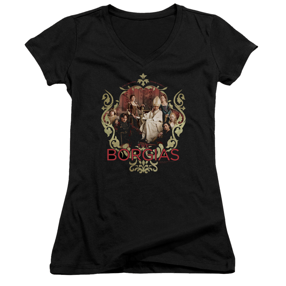 Borgias Family Portrait - Juniors V-Neck T-Shirt Juniors V-Neck T-Shirt Borgias