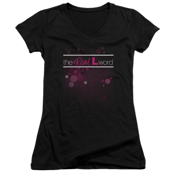 Real L Word, The Flashy Logo - Juniors V-Neck T-Shirt Juniors V-Neck T-Shirt The Real L Word