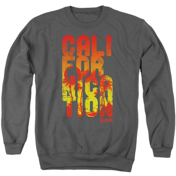 Charcoal men's crewneck sweatshirt with Californication Cali Type graphic