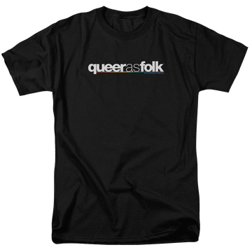 Black men's regular fit t-shirt with Queer as Folk Logo graphic