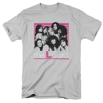 Silver men's regular fit t-shirt with The Real L Word Cast graphic