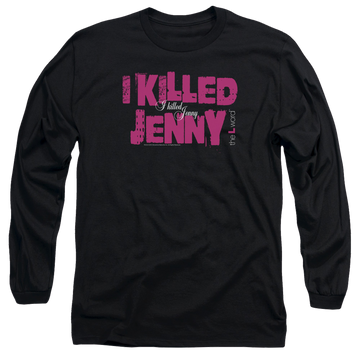 Black men's long sleeve t-shirt with The Real L Word I Killed Jenny graphic