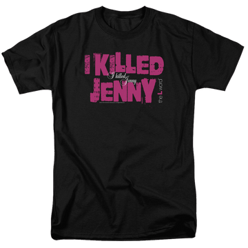 Black men's regular fit t-shirt with The Real L Word I Killed Jenny graphic