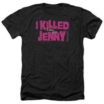 Charcoal men's heather t-shirt with The Real L Word I Killed Jenny graphic