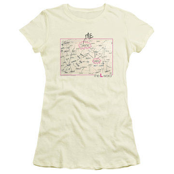 Cream juniors t-shirt with The Real L Word Chart graphic