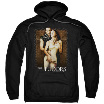 Black pullover hoodie with The Tudors Spilt Wine graphic