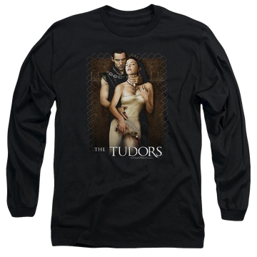 Black men's long sleeve t-shirt with The Tudors Spilt Wine graphic