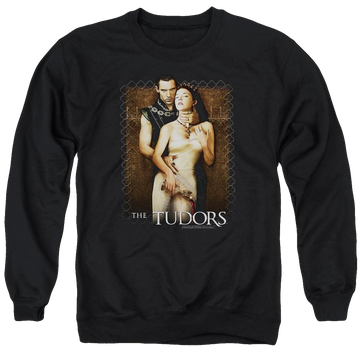 Black men's crewneck sweatshirt with The Tudors Spilt Wine graphic