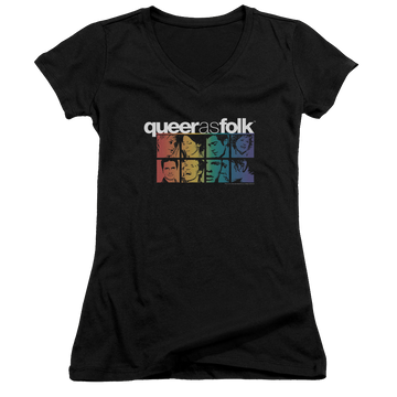Queer as Folk Cast - Juniors V-Neck T-Shirt Juniors V-Neck T-Shirt Queer as Folk