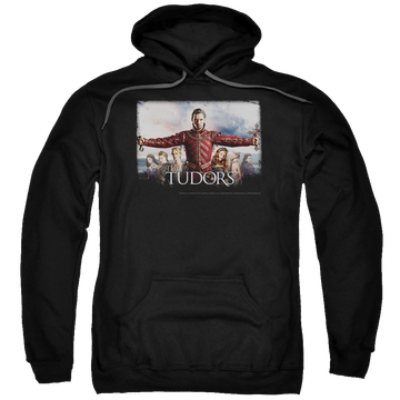 Black pullover hoodie with The Tudors The Final Seduction graphic