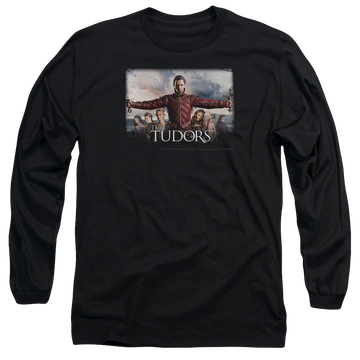 Black men's long sleeve t-shirt with The Tudors The Final Seduction graphic