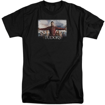 Black men's tall fit t-shirt with The Tudors The Final Seduction graphic