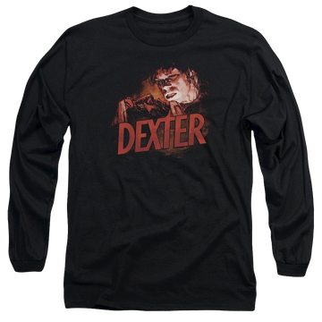 Black men's long sleeve t-shirt with Dexter Drawing graphic