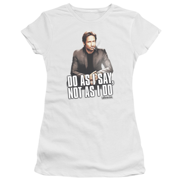 White juniors t-shirt with Californication Do As I Say graphic