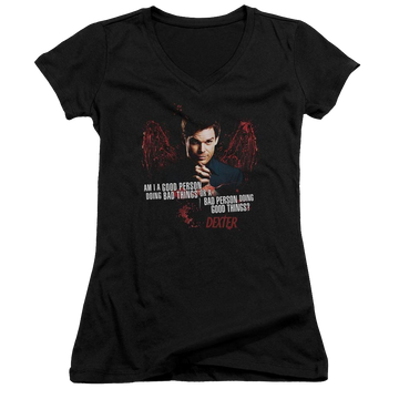 Dexter Good Bad - Juniors V-Neck T-Shirt Juniors V-Neck T-Shirt Dexter